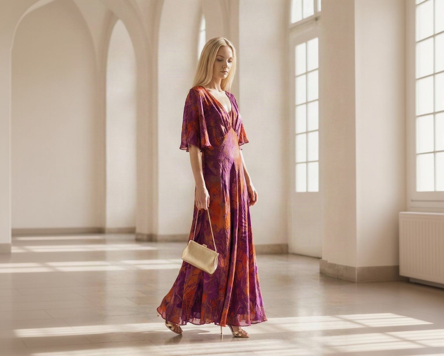 ALLISON EU purple and orange womenswear dress for premium boutiques