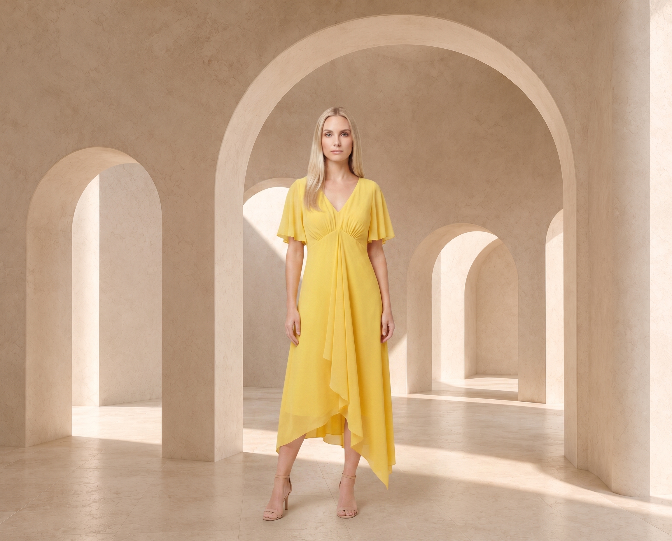 ALLISON EU yellow contemporary womenswear dress